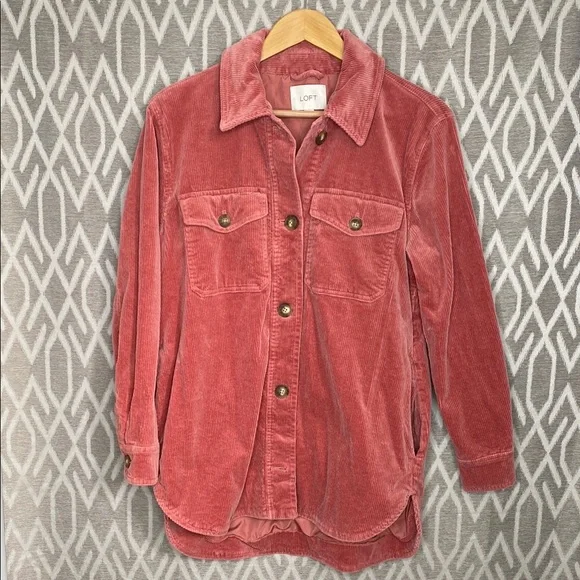 LOFT | Jackets & Coats | Loft Rose Pink Corduroy Shirt Jacket Size Small |  Poshmark
